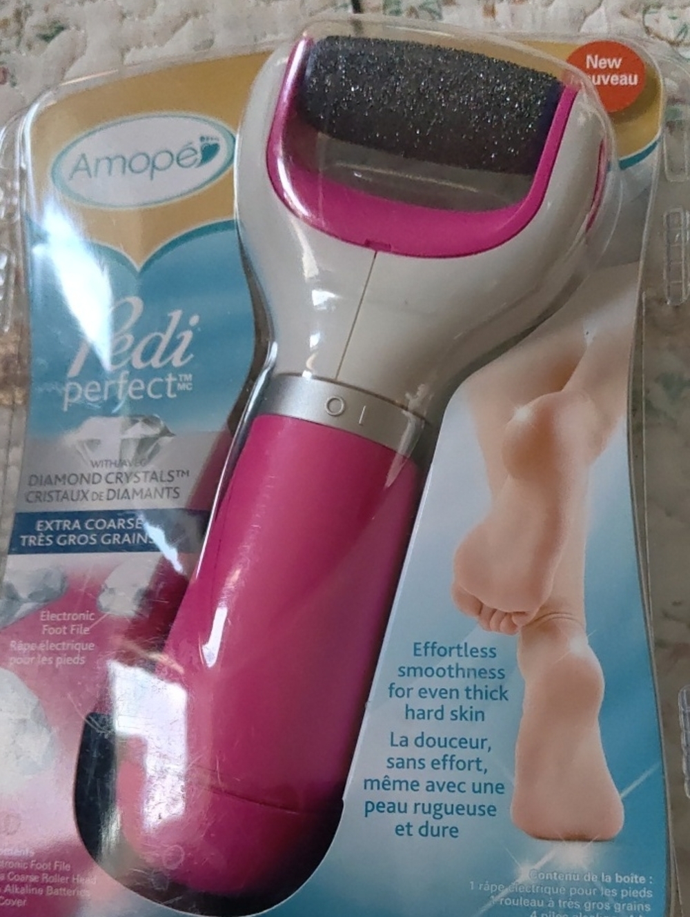 AMO Pink and White Electric Foot File for Smooth Skin
